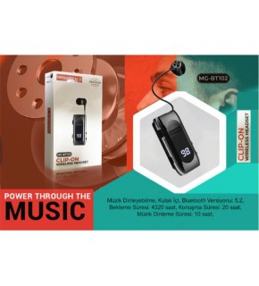 Megatech Mg-Bt102 Clıp-On Makaralı Digital Göstergeli Bluetooth Kablosuz Kulaklık
