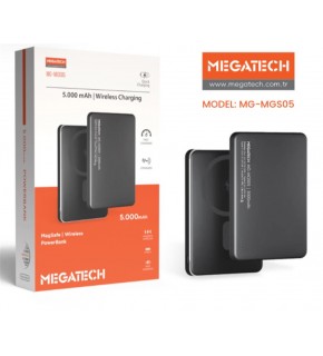 Megatech MG-MGS05 5.000 Mah Siyah Powerbank Magsafe Wıreless (Hızlı Şarj)