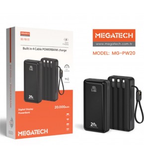 Megatech MG-PW-20 20.000 Mah Siyah Powerbank Digital Göstergeli