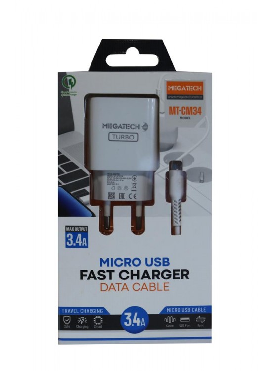 Megatech MT-CM34 3.4A Micro Usb Kablo+ Ev Şarj Adaptörü Hızlı Şarj Megatech MT-CM34 3.4A Micro Usb Kablo+ Ev Şarj Adaptörü Hızlı Şarj