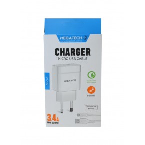 Megatech MT-CM34  3.4A Micro Usb Kablo+ Ev Şarj Adaptörü Hızlı Şarj
