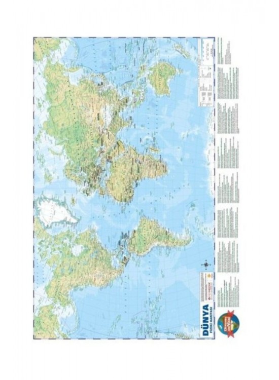 Mepmedya Dünya Siyasi-Fiziki Haritası 50x70 Mepmedya Dünya Siyasi-Fiziki Haritası 50x70