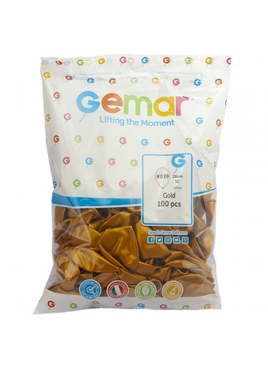 Metalik Balon Gm110 28Cm 100 Lü Altın 039