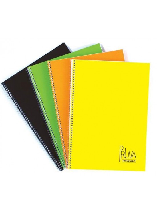Meteksan Spiralli Defter Pruva Karton Kapak Çizgili 96 Yaprak A4 Fosforlu Kapak 96/1 (1 Adet)
