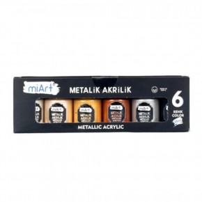Miart Akrilik Boya Metalik 6 Lı Set 30 Ml