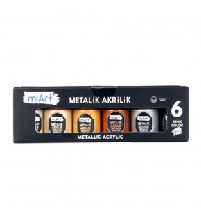 Miart Akrilik Boya Metalik 6 Lı Set 30 Ml