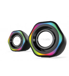 Mikado MD-176 2.0 3W-2 Beyaz RGB Aydınlatmalı USB + 3.5mm USB 5V Speaker Hoparlör