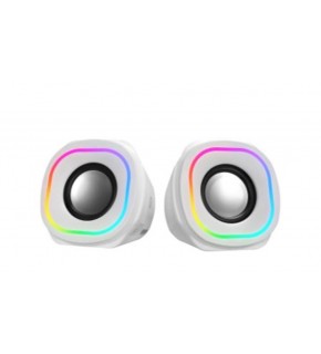 Mikado MD-180 2.0 3W-2 Beyaz RGB Aydınlatmalı USB + 3.5mm USB 5V Speaker Hoparlör