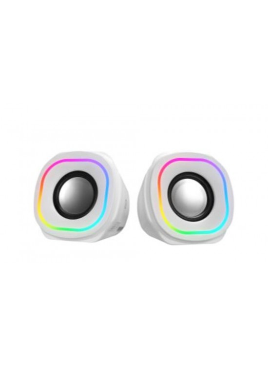 Mikado MD-180 2.0 3W-2 Beyaz RGB Aydınlatmalı USB + 3.5mm USB 5V Speaker Hoparlör Mikado MD-180 2.0 3W-2 Beyaz RGB Aydınlatmalı USB + 3.5mm USB 5V Speaker Hoparlör