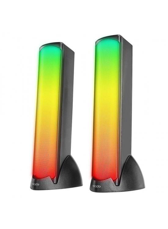 Mikado MD-183 2.0 3W-2 Bluetooth Siyah RGB Aydınlatmalı USB + 3.5mm USB 5V Speaker Hoparlör