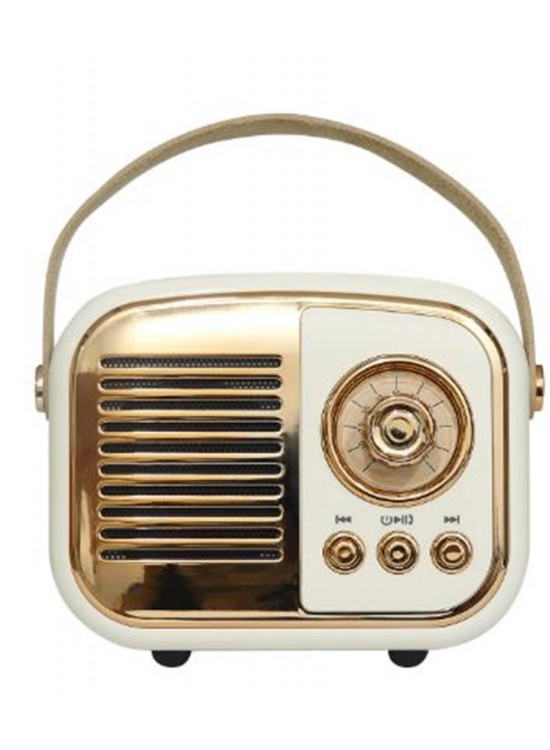 Mikado MD-24BT Echoes 3W 800mAh Beyaz Usb+TF Kart+Bluetooth Destekli Klasik Retro Müzik Kutusu