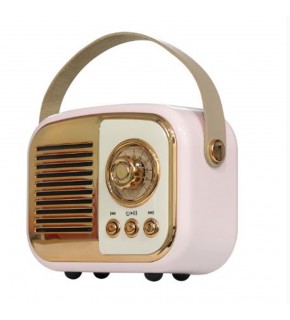 Mikado MD-24BT Echoes 3W 800mAh Pembe Usb+TF Kart+Bluetooth Destekli Klasik Retro Müzik Kutusu