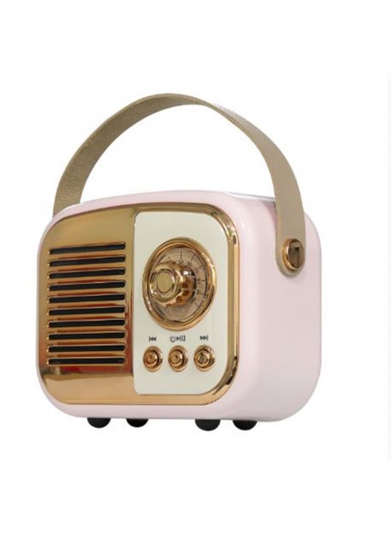 Mikado MD-24BT Echoes 3W 800mAh Pembe Usb+TF Kart+Bluetooth Destekli Klasik Retro Müzik Kutusu