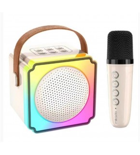 Mikado MD-61BT Krem USB+Bluetooth Destekli Wireless Karaoke Mikrofonlu 1200mAh Taşınabilir Speaker