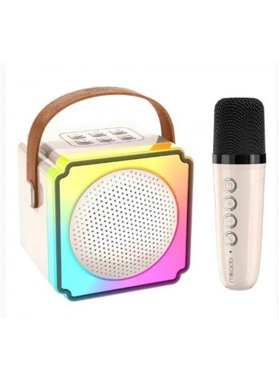 Mikado MD-61BT Krem USB+Bluetooth Destekli Wireless Karaoke Mikrofonlu 1200mAh Taşınabilir Speaker