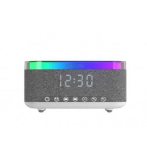 Mikado MD-W10 1200mAh 10W Gri BT, USB, Kablosuz Şarjlı RGB-Alarmlı Saat Speaker