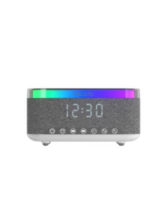 Mikado MD-W10 1200mAh 10W Gri BT, USB, Kablosuz Şarjlı RGB-Alarmlı Saat Speaker