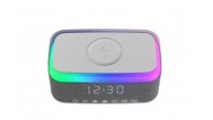 Mikado MD-W10 1200mAh 10W Gri BT, USB, Kablosuz Şarjlı RGB-Alarmlı Saat Speaker