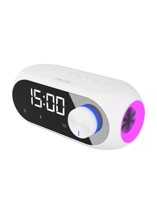 Mikado MD-W7 1200mAh 5W Beyaz Bluetooth-Aux-Derece-Usb-FM Double Alarmlı Saat Speaker Speaker Mikado MD-W7 1200mAh 5W Beyaz Bluetooth-Aux-Derece-Usb-FM Double Alarmlı Saat Speaker Speaker