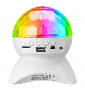 Mikado MD-X740 Beyaz Şarjlı BT-TF Cart-USB Tavan Led Işıklı Disko Topu Speaker