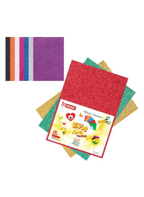 Mikro Eva Yapışkanlı Simli Kağıt 10 Renk 35x50 Cm 1025