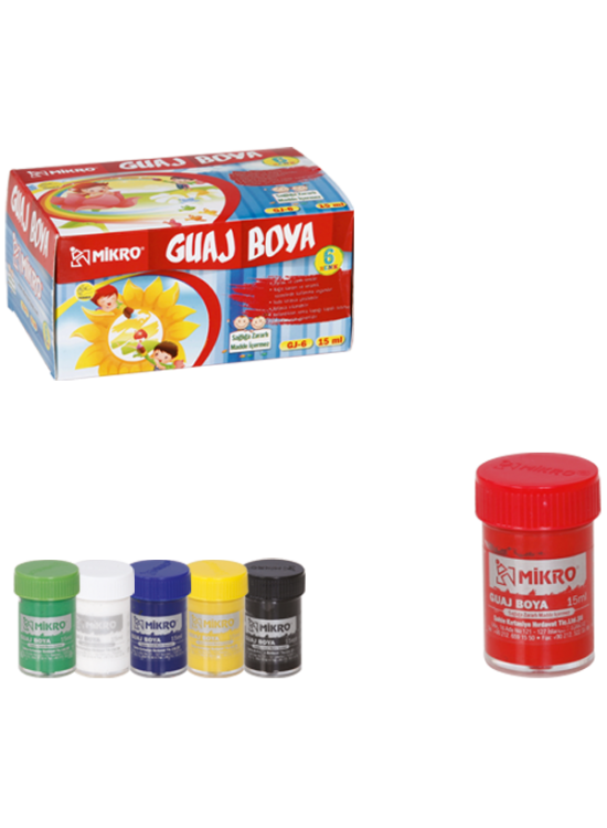 Mikro Guaj Boya Şişe 6 Renk 15 ML GJ-06