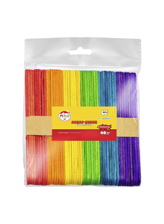 Mileo Ahşap Çubuk Kare 114x10x2 MM Renkli 1831