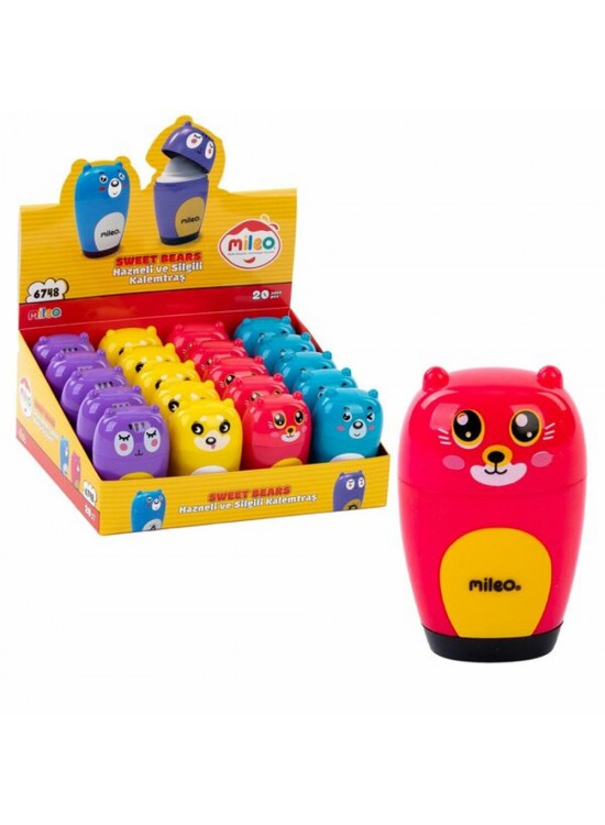 Mileo Sweet Bears Hazneli Ve Silgili Kalemtraş6748 (1 Adet)