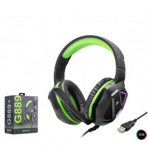 MOFAN G889 USB RGB Over-Ear Mikrofonlu Gaming Kulaklık Siyah Yeşil