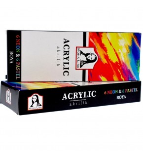 Mona Lisa Akrilik 12 Renk x 22 ML Neon/Pastel