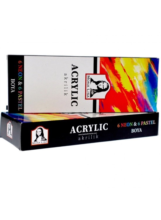Mona Lisa Akrilik 12 Renk x 22 ML Neon/Pastel
