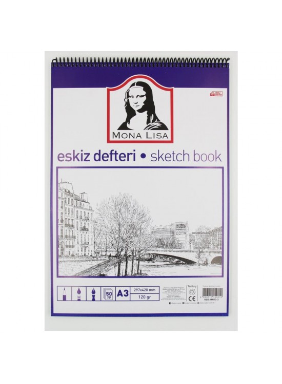 Mona Lisa Eskiz Defteri Telli A3 120 GR 50 YP MN13-3 Mona Lisa Eskiz Defteri Telli A3 120 GR 50 YP MN13-3