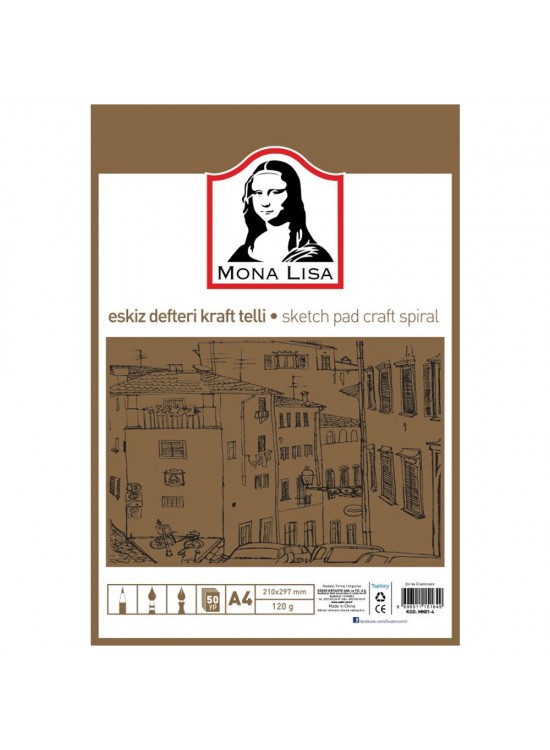 Mona Lisa Eskiz Defteri Telli Kraft A4 100 GR 50 YP MN01-4