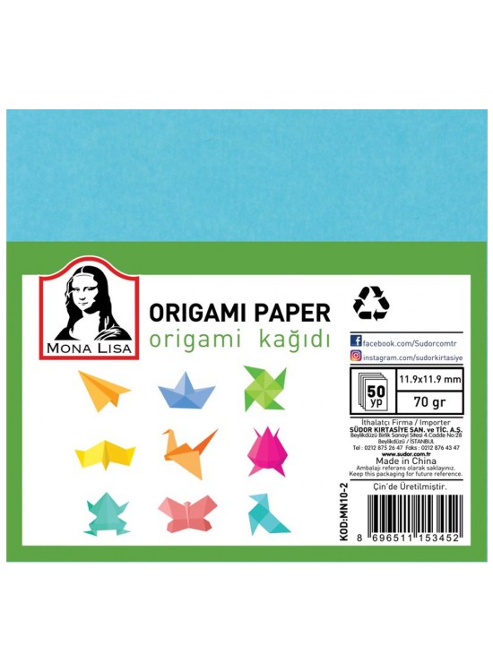 Mona Lisa Origami Kağıdı 9x9 70 GR 50 Yp