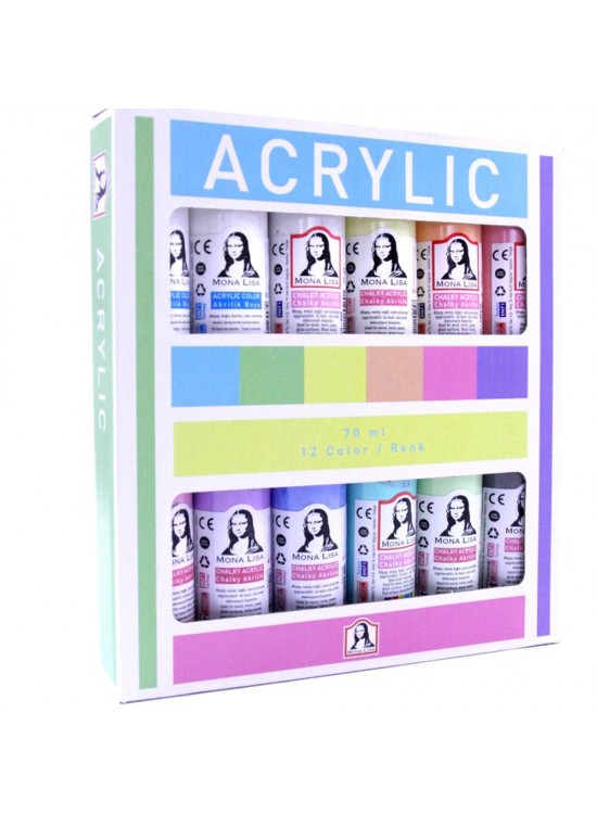 Mona Lisa Akrilik Boya 12x70 ML Set (Chalk)