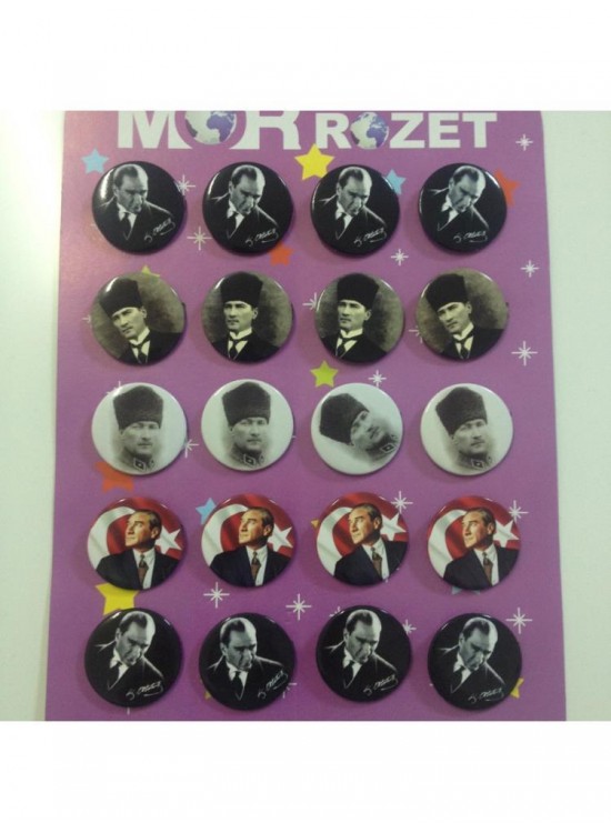 Mor Rozet Atatürk İmzalı (1 Adet)