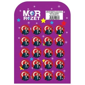 Mor Rozet Ay Yıldızlı Atatürk (1 Adet)