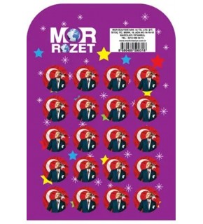 Mor Rozet Ay Yıldızlı Atatürk (1 Adet)