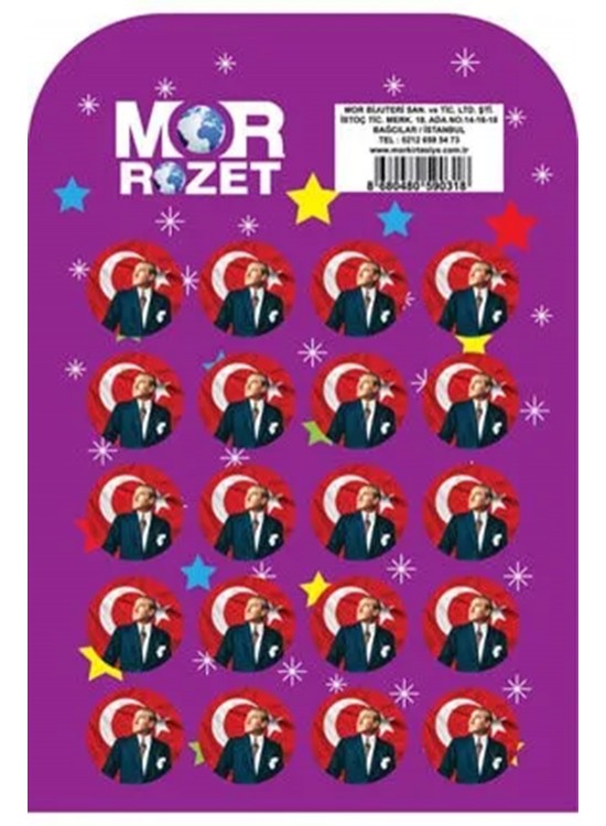 Mor Rozet Ay Yıldızlı Atatürk (1 Adet)