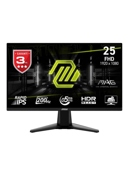 Msi 24.5" Mag 255F E20 1920x1080 Flat Rapid Ips 200Hz 0.5Ms (Gtg) Freesync Premium Gaming Monitor