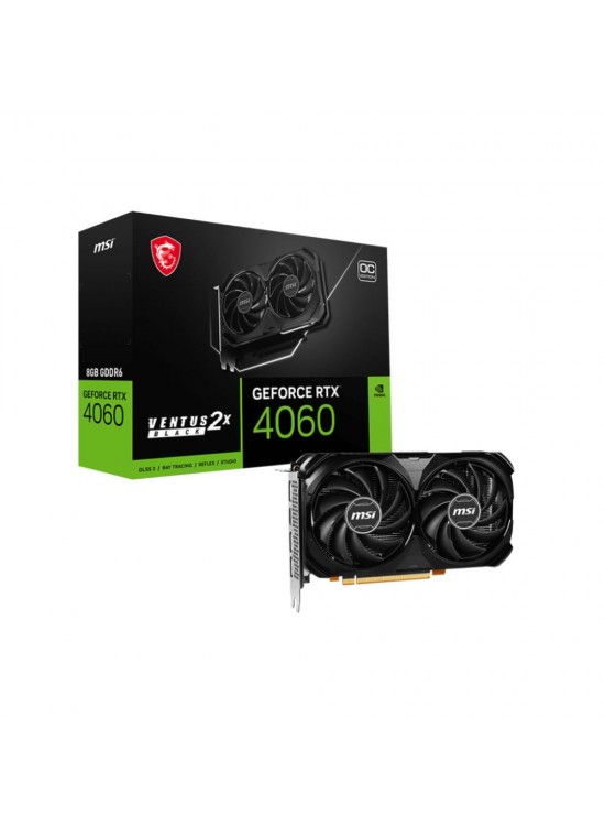 Msi GeForce RTX4060 VENTUS 2X BLACK 8GB OC GDDR6 DLSS 3 128 Bit Ekran Kartı