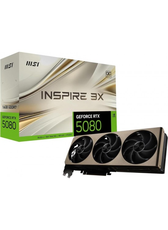 Msi GeForce RTX5080 16G INSPIRE 3X OC 16GB GDDR7, DPx3, HDMIx1, DLSS 4 Ekran Kartı Msi GeForce RTX5080 16G INSPIRE 3X OC 16GB GDDR7, DPx3, HDMIx1, DLSS 4 Ekran Kartı