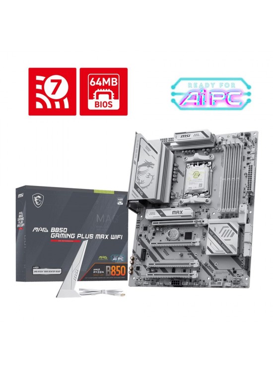Msı MAG B850 GAMING PLUS MAX WIFI AM5 DDR5 8200MHZ(OC) DP 3x M.2 USB 5G LAN WI-FI 7 ATX Anakart Msı MAG B850 GAMING PLUS MAX WIFI AM5 DDR5 8200MHZ(OC) DP 3x M.2 USB 5G LAN WI-FI 7 ATX Anakart