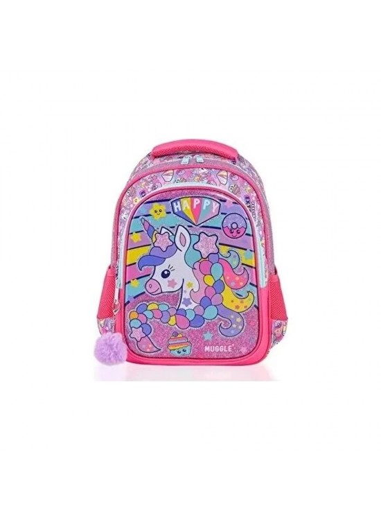 Muggle Okul Çantası Happy Unicorn Pembe Mu-6443 Muggle Okul Çantası Happy Unicorn Pembe Mu-6443
