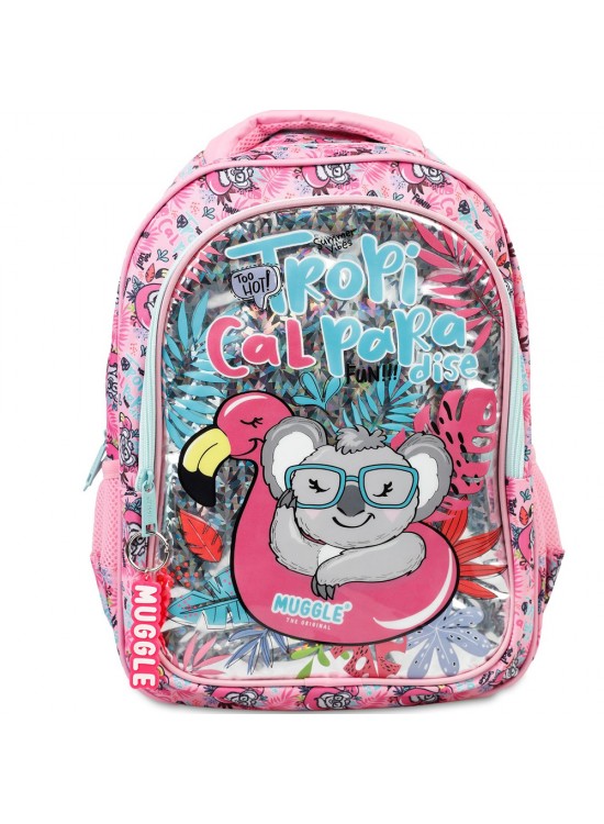 Muggle Okul Çantası Tropikal Pradice Pembe Mu-8904 Muggle Okul Çantası Tropikal Pradice Pembe Mu-8904