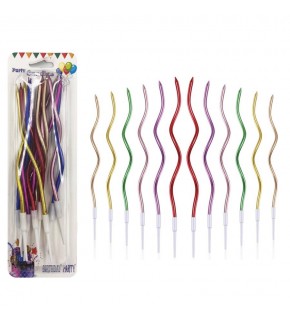 Mum İnce 16cm Dalgalı Metalik Mum 12 Li