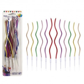 Mum İnce 16cm Dalgalı Metalik Mum 12 Li