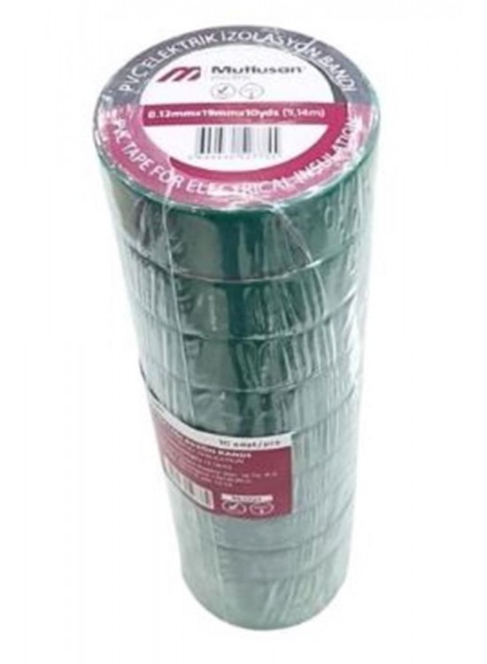 Mutlusan 10-19 İzole Bant 10lu(Elektrik Bant) Yeşil 065133151019 Mutlusan 10-19 İzole Bant 10lu(Elektrik Bant) Yeşil 065133151019