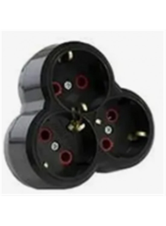 Mutlusan Topraklı Siyah 3lü Fiş,Priz (Yonca Tip) 001 170 033002 00 11