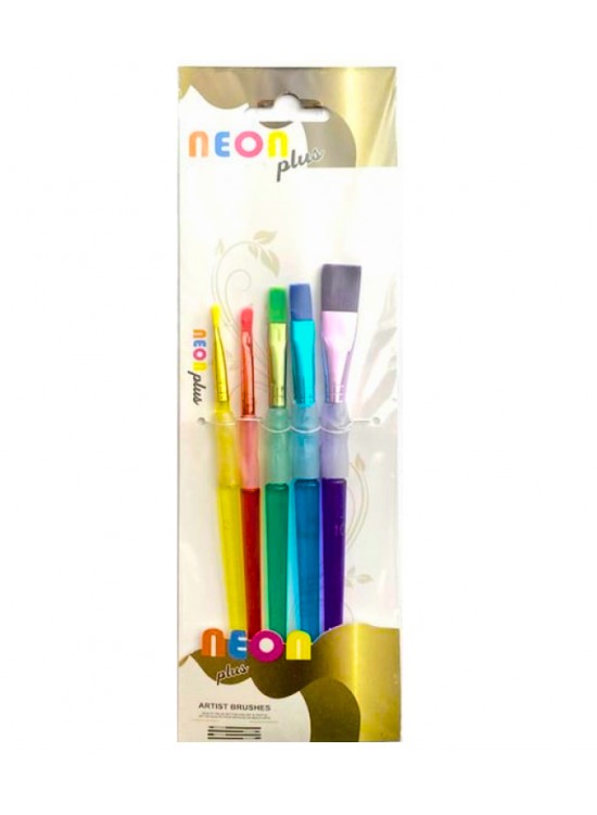 Neon 5 Li Fırça Seti Hkd-148 Silikon Tutma Yerli Neon 5 Li Fırça Seti Hkd-148 Silikon Tutma Yerli